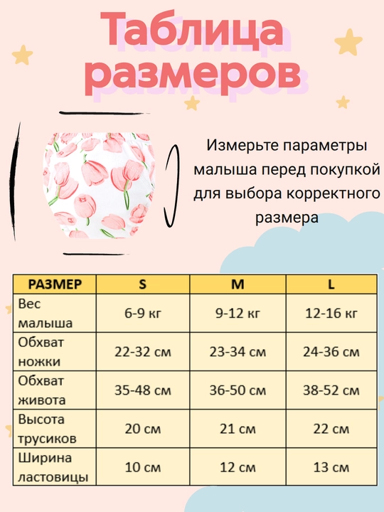 Kichkintoylar uchun ko‘p marta ishlatiladigan tagliklar va trusiklar, 3 dona to‘plam