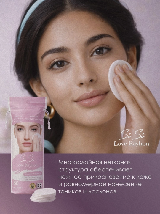 Ватные диски SiSi Love Rayhon для снятия макияжа из целлюлозного волокна