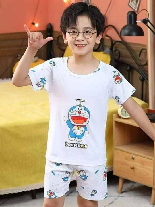 O‘g‘il va qiz bolalar uchun pijama to‘plami, kalta shimli