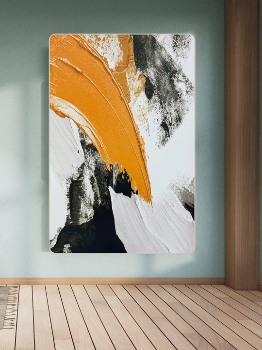 Devoriy rasm, qo‘lda yog‘och o‘ymakorligi, 60 x 90, "Oltin aksentli abstraksiya"