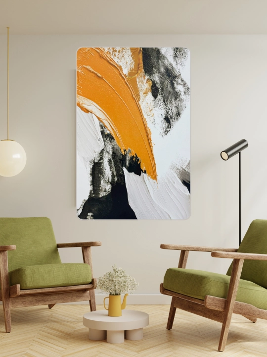 Devoriy rasm, qo‘lda yog‘och o‘ymakorligi, 60 x 90, "Oltin aksentli abstraksiya"
