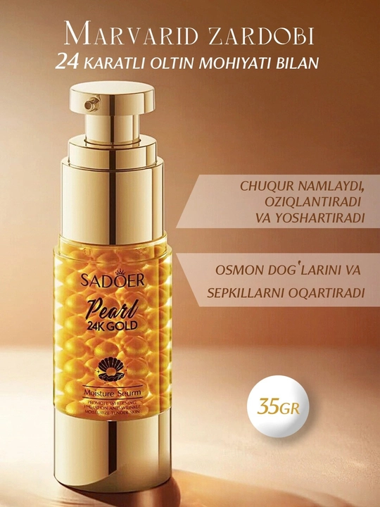 SADOER Pearl 24K Gold yuz uchun zardob (serum), 35 g - 