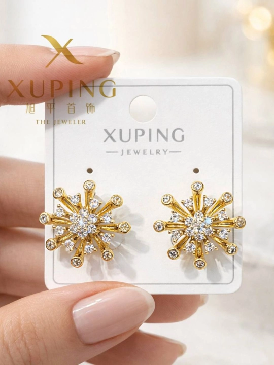 Xuping ayollar ziraklari: Marvaridli va nafis bargli modellar, tilla rang - 