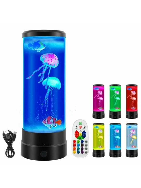 Ночник с эффектом медузы, декоративная LED лампа-аквариум, 29 см - 