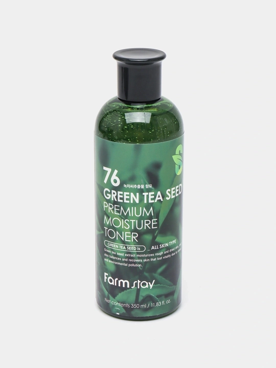 FarmStay Green Tea Toner, 350 ml – ko‘k choy ekstraktli namlovchi toner - 