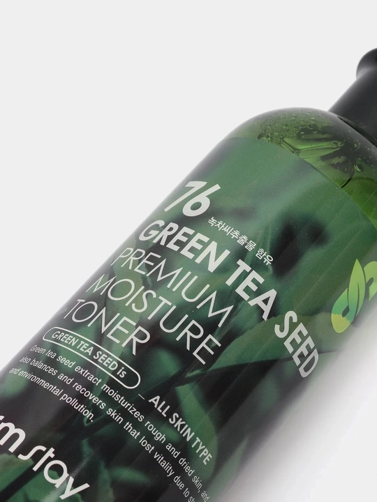 FarmStay Green Tea Toner, 350 ml – ko‘k choy ekstraktli namlovchi toner