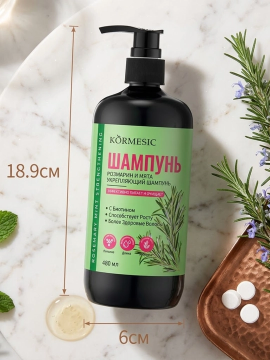 Розмариновый шампунь для укрепления и роста волос, KORMESIC, 480 мл