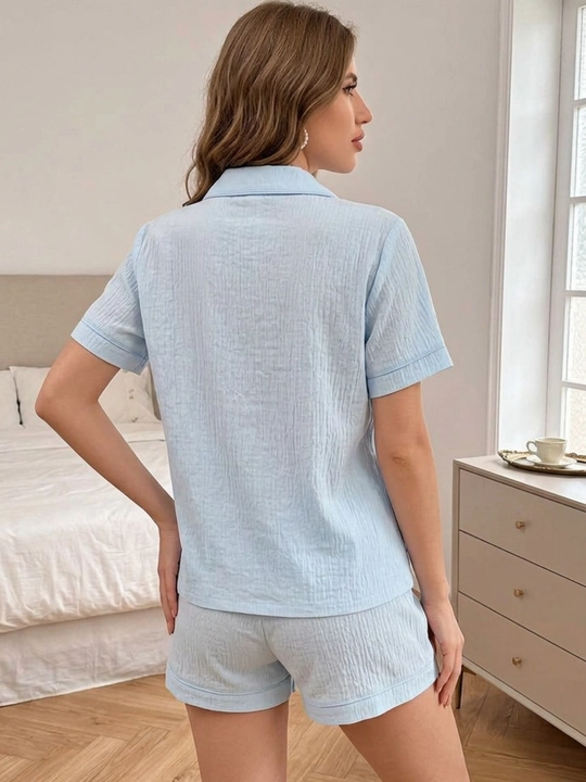 Ayollar pijamasi komplekt, ko‘ylak va shorti, shim, yozgi, M/XL