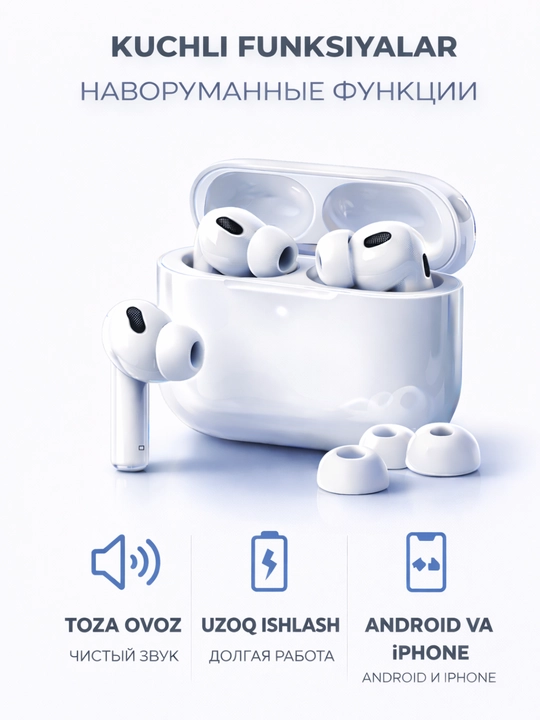 Simsiz Quloqchin TWS – Android va iPhone uchun, Toza Ovoz