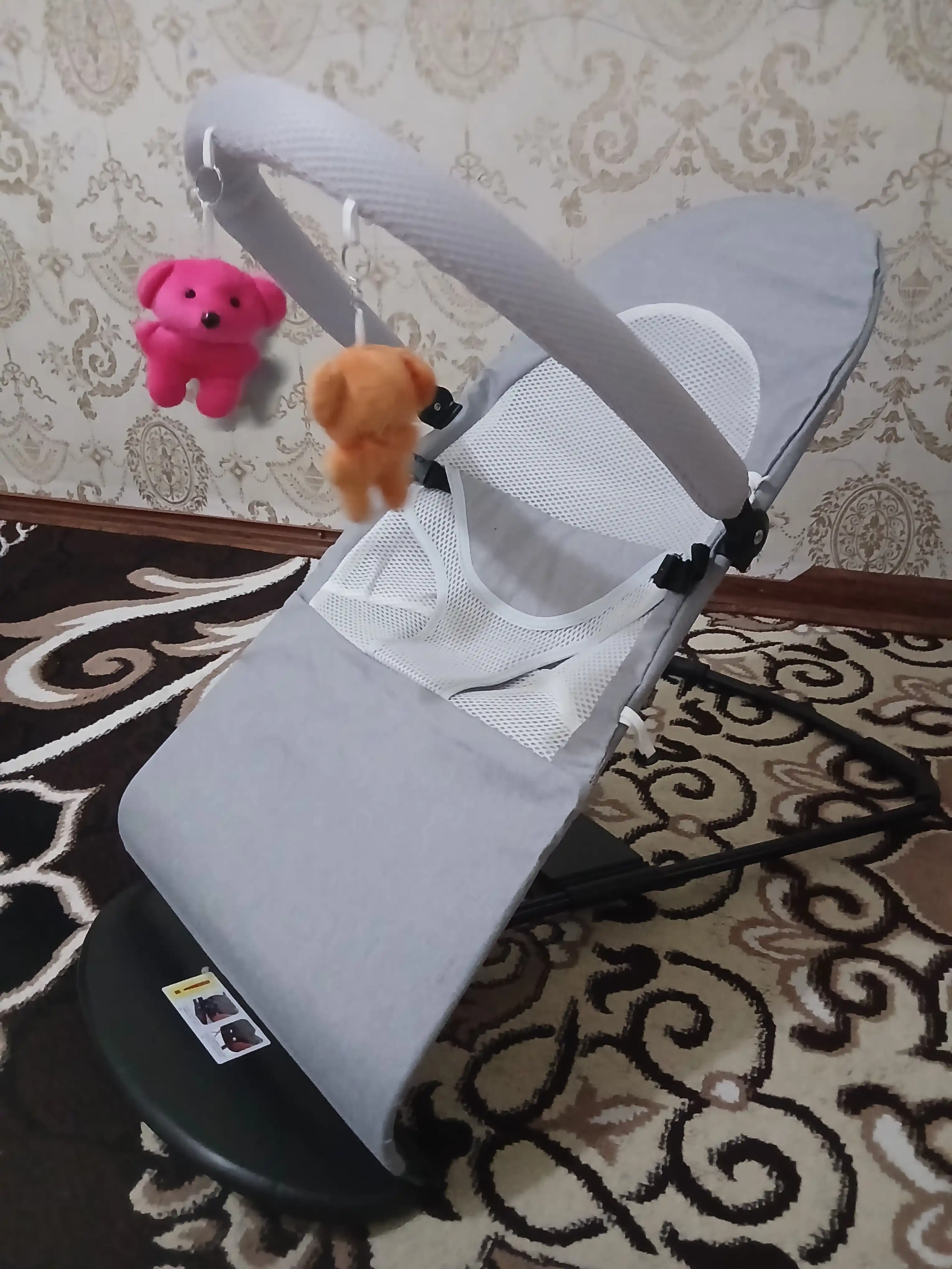Детский шезлонг, качалка для младенца, кресло-качалка с одеялом и игрушечной подвеской