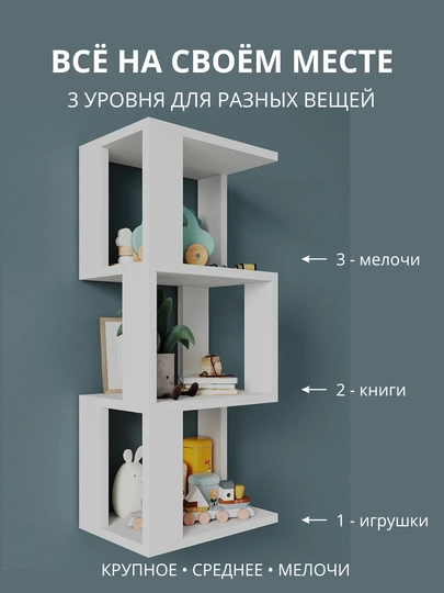 Devor tokchasi, etajerka, osma, yig‘ma, kitob, mehmonxona uchun, o‘yinchoqlar uchun