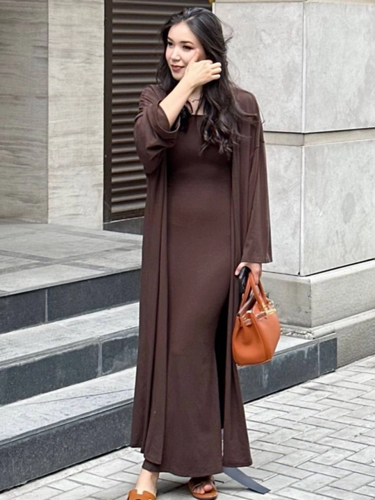Ayolar uchun ikkilik, abaya va lamkali ko'ylak, abaya, ko'ylak, o'lcham 46-52 - 
