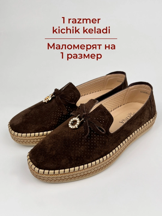 Ayollar uchun yoz - kuz mokasinlari, loferlar, tabiiy charm va zamsh, 36–41