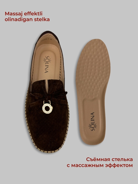 Ayollar uchun yoz - kuz mokasinlari, loferlar, tabiiy charm va zamsh, 36–41