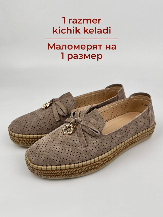 Ayollar uchun yoz - kuz mokasinlari, loferlar, tabiiy charm va zamsh, 36–41