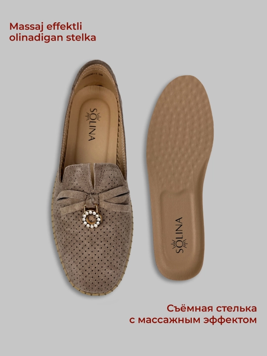 Ayollar uchun yoz - kuz mokasinlari, loferlar, tabiiy charm va zamsh, 36–41