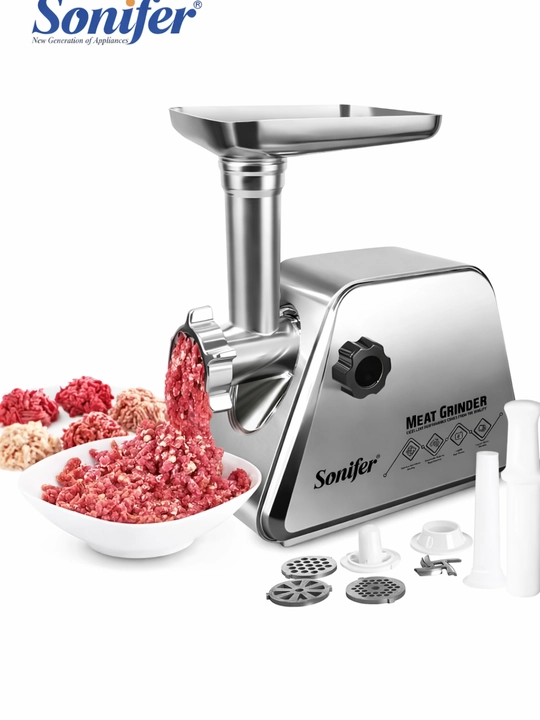 Мясорубка Sonifer SF-5019, электрическая, 1500W, с колбасными насадками