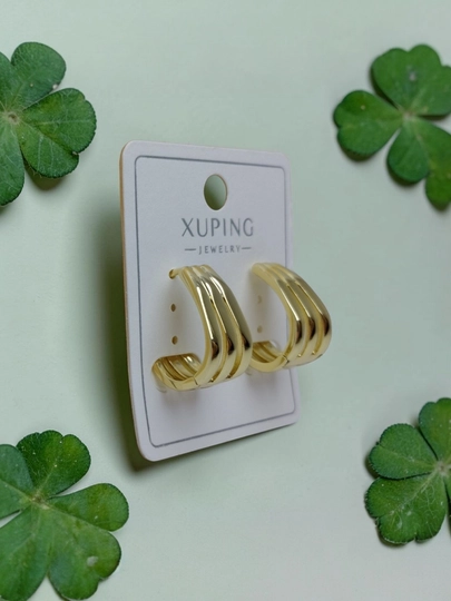 XUPING Серьги-кольца медицинская сталь, гипоаллергенные — LADYLO-LLZIRGOLD000-АМЕТИС