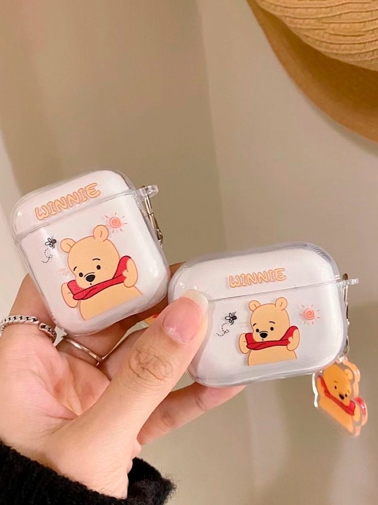 AirPods 1/2, Pro, 3, 4 simsiz quloqchinlar uchun g'ilof, yurak, winnie, stich nashri bilan