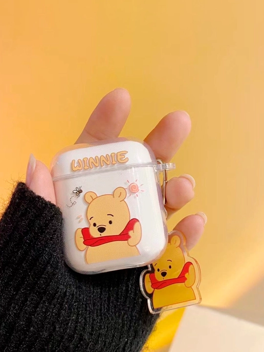AirPods 1/2, Pro, 3, 4 simsiz quloqchinlar uchun g'ilof, yurak, winnie, stich nashri bilan