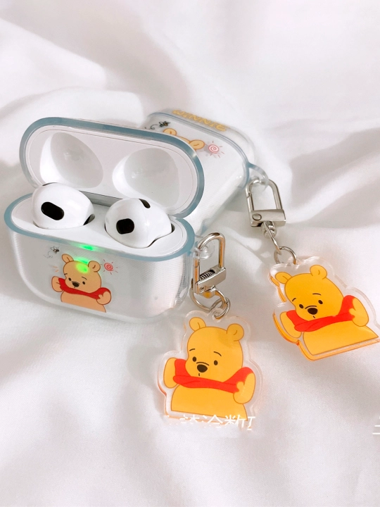 AirPods 1/2, Pro, 3, 4 simsiz quloqchinlar uchun g'ilof, yurak, winnie, stich nashri bilan