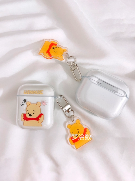 AirPods 1/2, Pro, 3, 4 simsiz quloqchinlar uchun g'ilof, yurak, winnie, stich nashri bilan