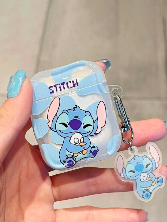 AirPods 1/2, Pro, 3, 4 simsiz quloqchinlar uchun g'ilof, yurak, winnie, stich nashri bilan