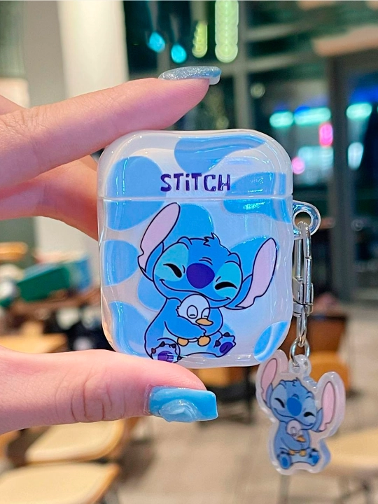 AirPods 1/2, Pro, 3, 4 simsiz quloqchinlar uchun g'ilof, yurak, winnie, stich nashri bilan