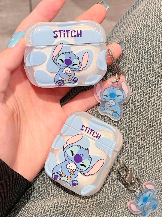 AirPods 1/2, Pro, 3, 4 simsiz quloqchinlar uchun g'ilof, yurak, winnie, stich nashri bilan