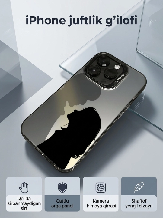 Chexol iPhone,11,14,15,16,Pro,Max,g'ilof,promax, juftliklar sovg‘asi, shaffof - 