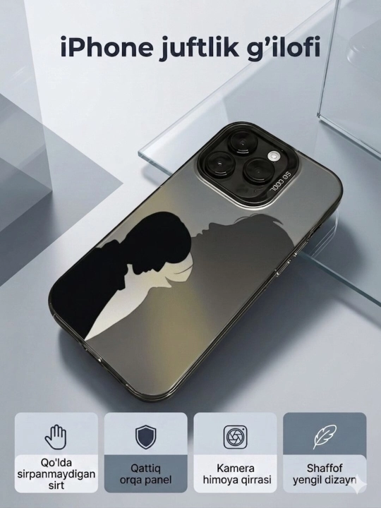 Chexol iPhone,11,14,15,16,Pro,Max,g'ilof,promax, juftliklar sovg‘asi, shaffof - 