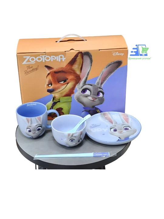 Judynick "Zveropolis" bolalar idishlari to‘plami: likopcha, kosa va krujka, keramika