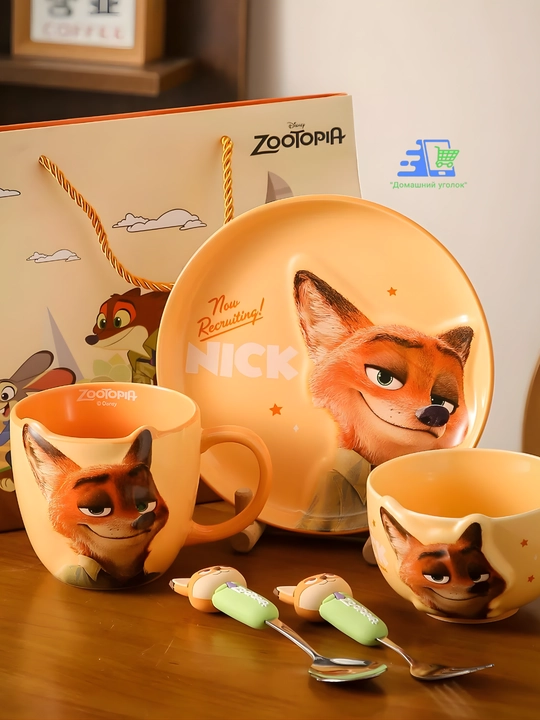 Zveropolis bolalar idishlar to‘plami Judynick: tarelka, kosa va krujka - 