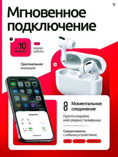 iPhone va Android uchun simsiz Pods quloqchinlari, sensorli