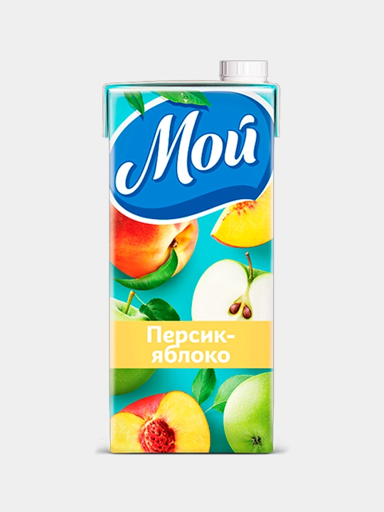 Сок Мой, Персиково-яблочный с мякотью, 0,95 л, 2 шт - 