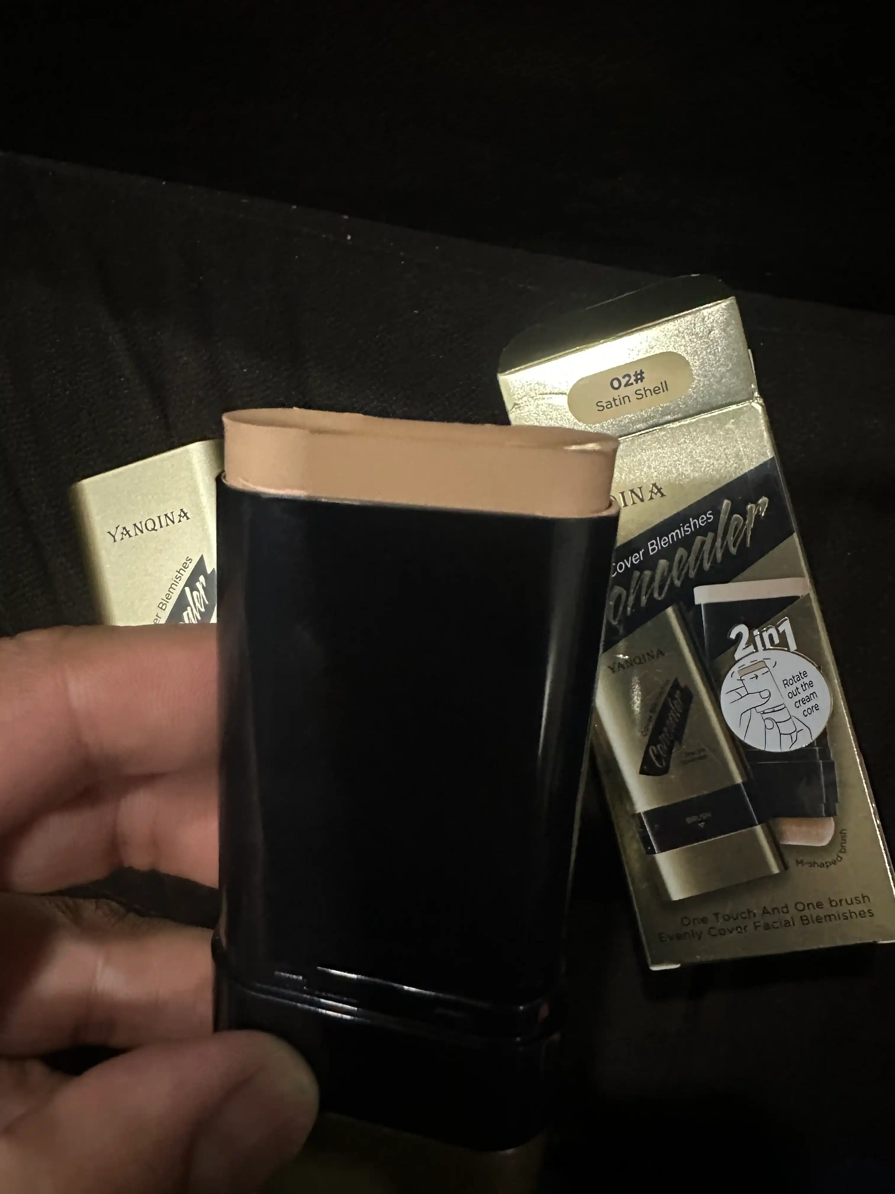 Yanqina Concealer — консилер, тональный крем для лица, 2 в 1, стик и мягкая щёточка, 22 г