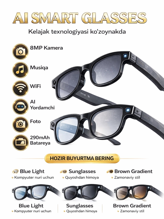 AI Smart Glasses – современные умные очки, слушать музыку и пользоваться AI