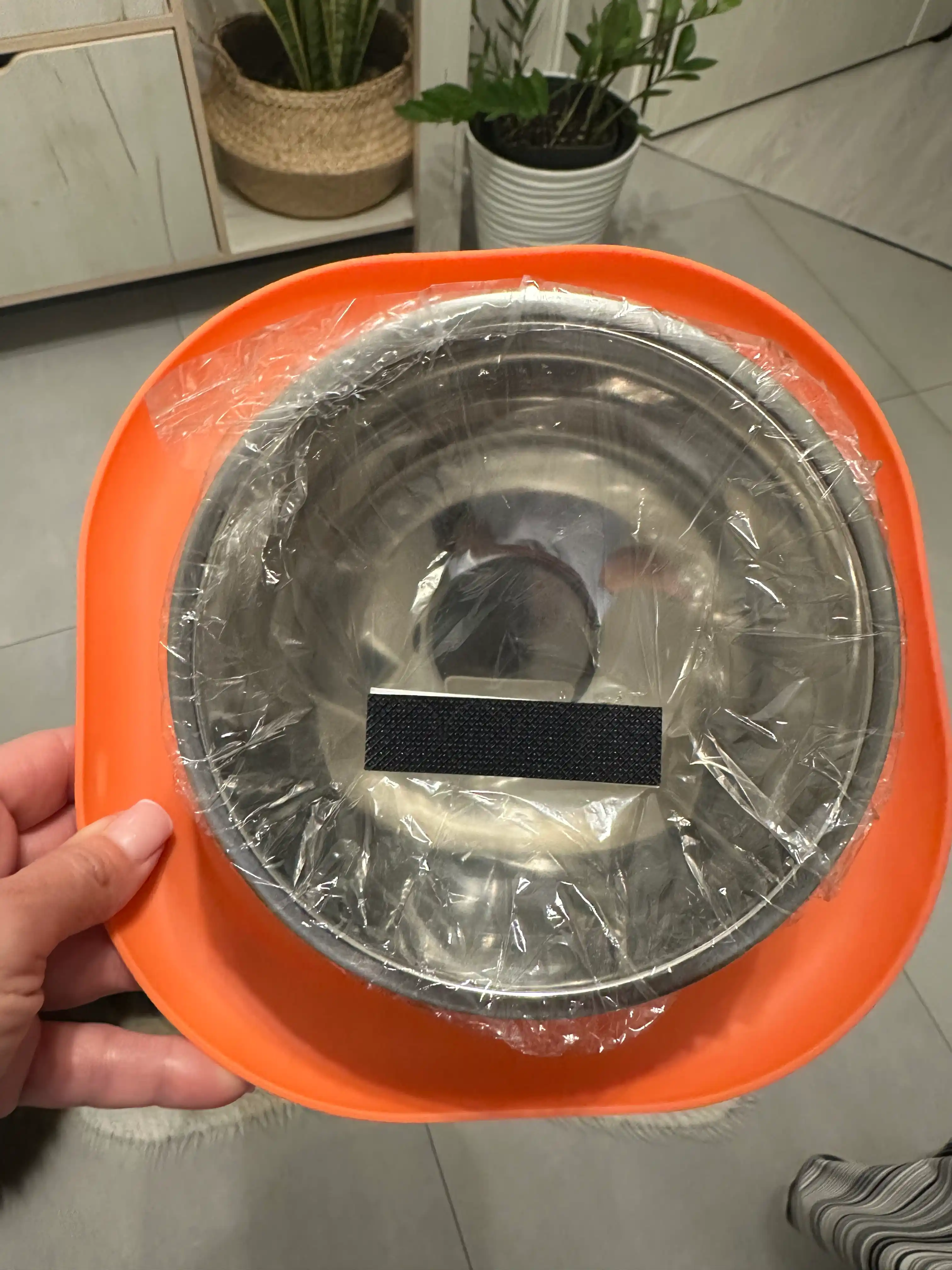 Kichik zotli itlar, Mushuklar va mushukchalar uchun plastik stenddagi metall idish