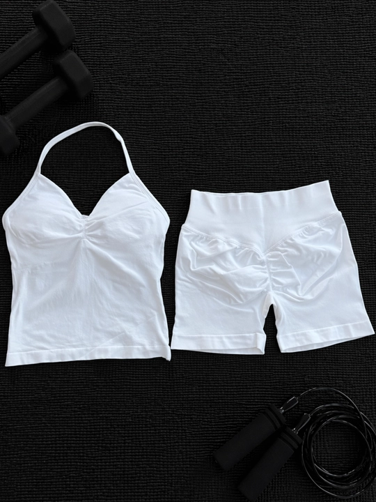 Ayollar uchun sport komplekt 2 in 1: top va shorti, mashg‘ulot, yoga va fitness uchun