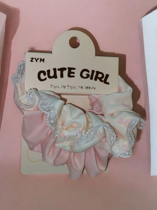 Bolalar va ayollar uchun ipak soch rezinkasi: to'rli bezakli, "Cute Girl" to'plami - 