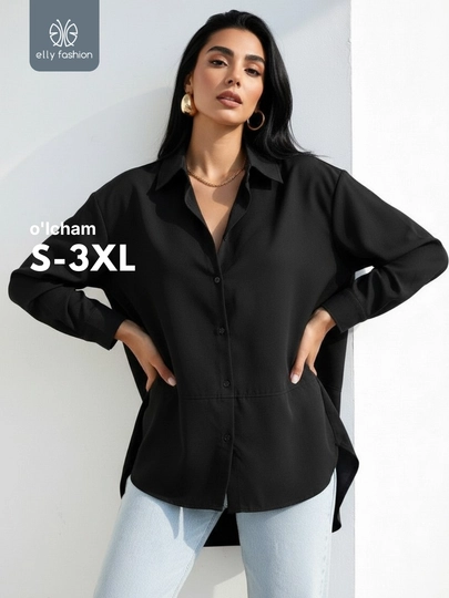 Рубашка женская классическая - EllyFashion — ELFASH1-РУБДЛР-ЧЕРН-L