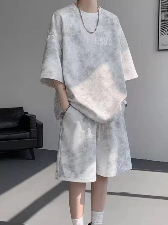 Мужской и женскый спортивный комплект, футболка и шорт, M-4XL - 