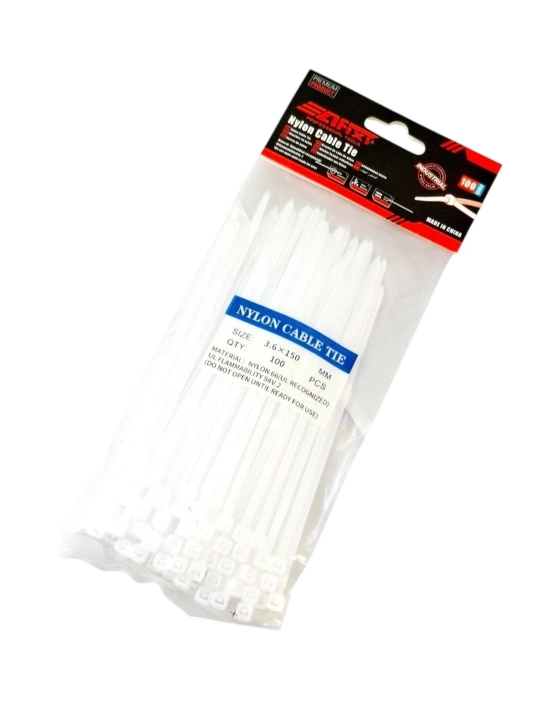 Plastik neylon xomutlar,paketda 100 dona tortqichlar. Oq rangda
