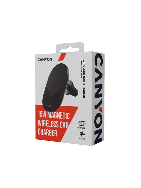 Avtomobil zaryadkasi CANYON OnGrip 105, 15 Vt Qi2,Type C, telefon uchun magnitli ushlagich