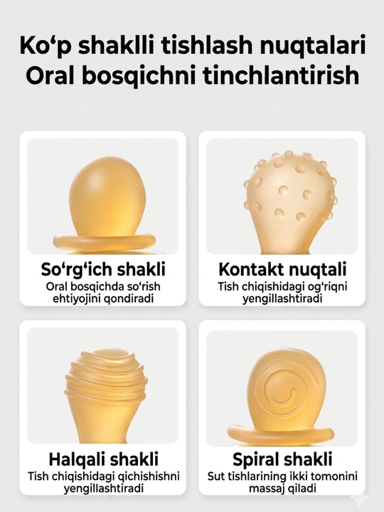 Bolalar uchun silikon tish chiqargich,BPA-free,3+ oy