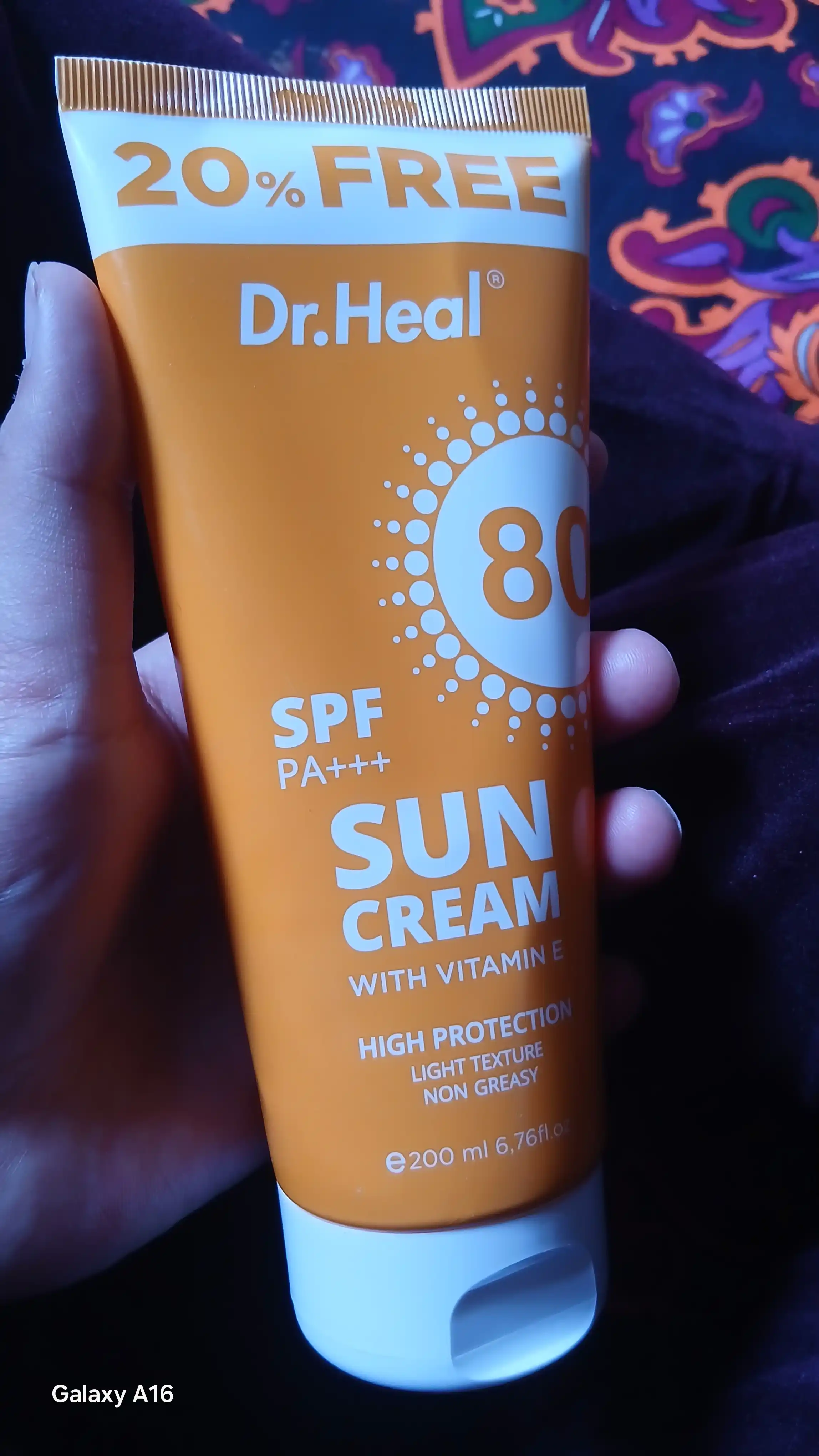 Dr. Heal SPF 80 PA+++ quyoshdan himoya kremi, E vitamini va kokos moyi, 200 ml
