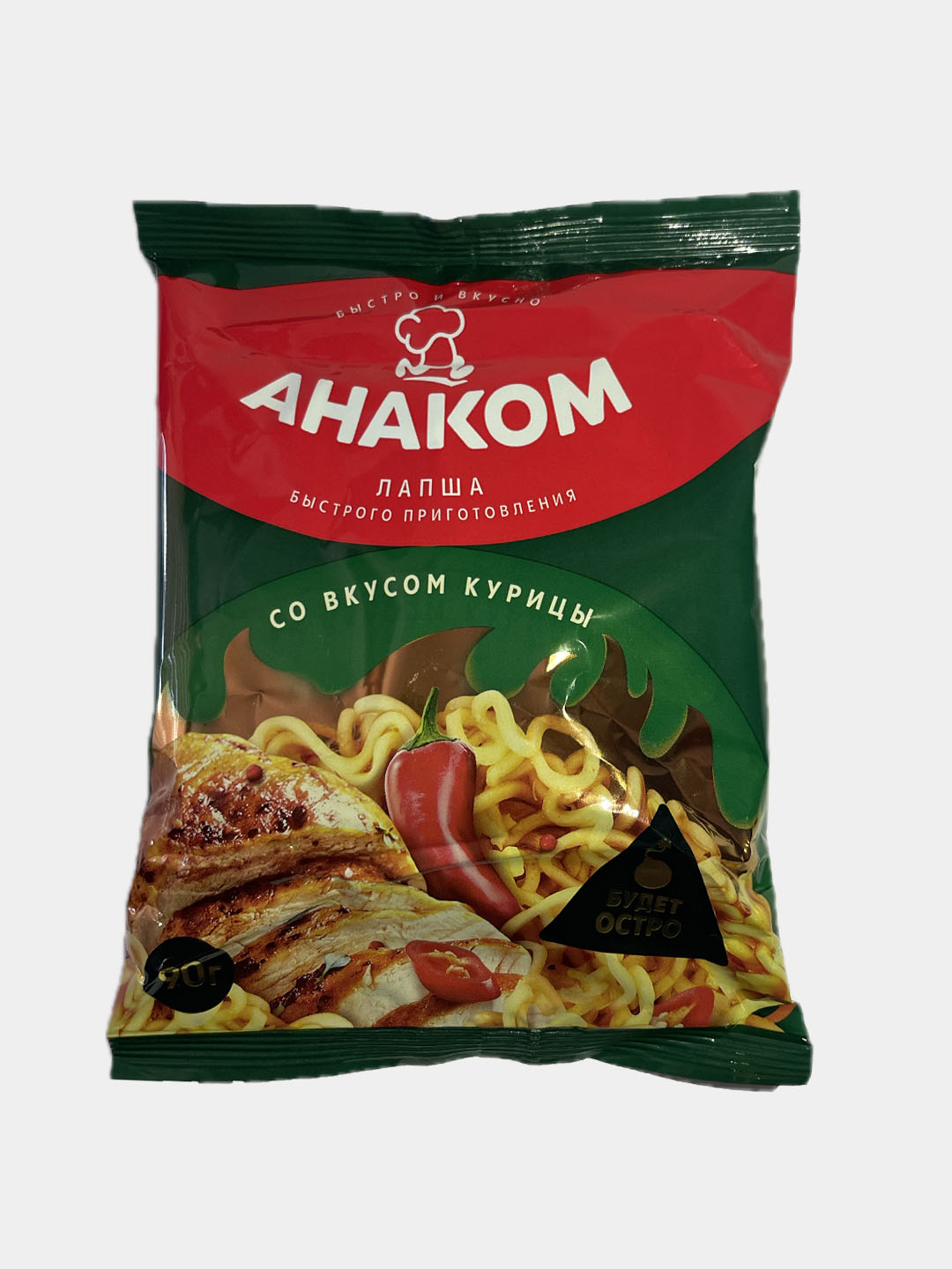 Anakom tez tayyorlanadigan lapsha, 90 g, paket — achchiq tovuq ta’mi (oliy nav / halol) - 