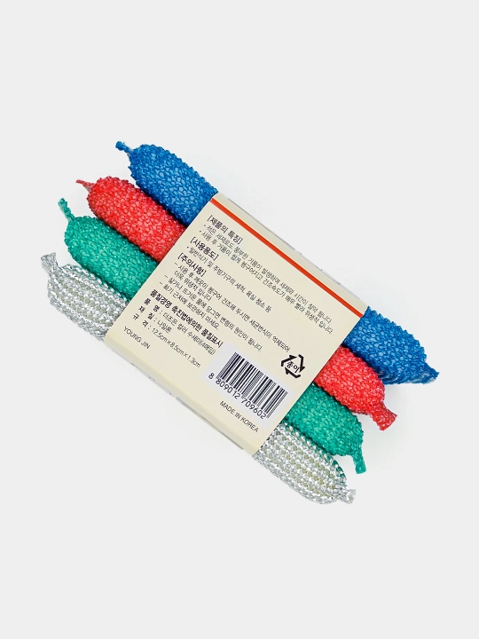 Корейские кухонные губки для мытья посуды Super Mesh, 4 шт, цвета в наборе отличаются