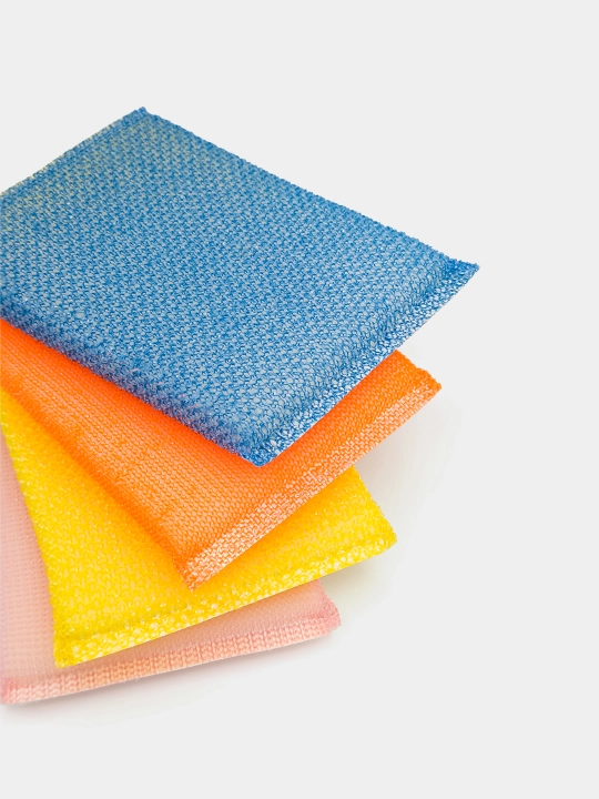 Корейские кухонные губки для мытья посуды Super Mesh, 4 шт, цвета в наборе отличаются
