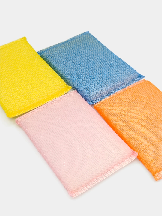 Корейские кухонные губки для мытья посуды Super Mesh, 4 шт, цвета в наборе отличаются